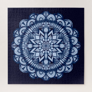Bohemisch Navy Blue Gefärbte Krawatte Mandala Puzzle