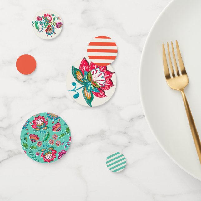 Bohemisch orangefarbene Folklorefarben Blume | Hoc Konfetti (Gruppe)