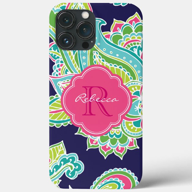 Bohemisch Paisley Custom Monogram Case-Mate iPhone Hülle (Rückseite)