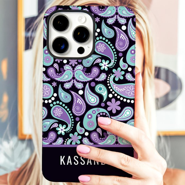 Bohemisch Paisley Lila Individuelle Name Case-Mate iPhone Hülle (Von Creator hochgeladen)