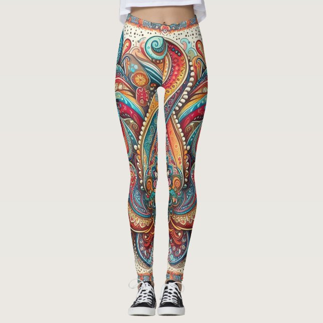 Bohemisch Paisley no 6 Leggings (Vorderseite)