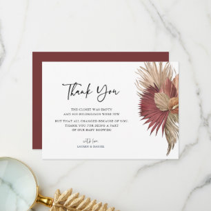 Bohemisch Pampas Grass Baby Dusche Vielen Dank  Dankeskarte