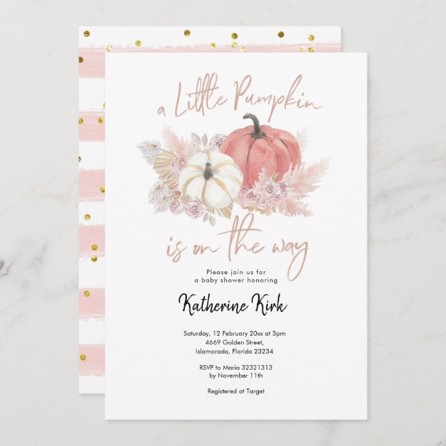 Bohemisch Pink Pumpkin ist auf dem Weg Einladung (Vorne/Hinten)