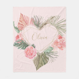 Bohemisch rosa Monogramm Fleecedecke