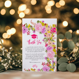 Bohemisch rosa Rosen Wildblumen Frühjahr Abschluss Dankeskarte