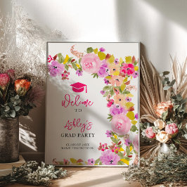 Bohemisch rosa Rosen Wildblumen Frühjahr Abschluss Poster