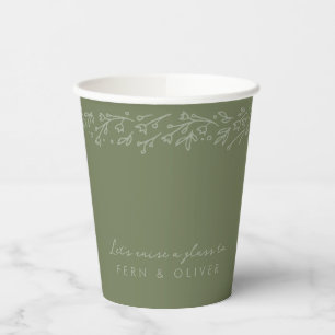 Bohemisch Sage Green Garden Blumen Brautparty Pappbecher