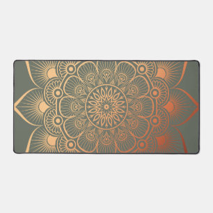 Bohemisch Sage Green Peach Mandala Schreibtischunterlage
