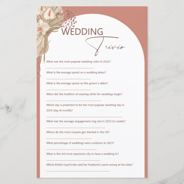 Bohemisch sagte er, sie sagte Hochzeitsspiel-Trivi (Vorderseite)