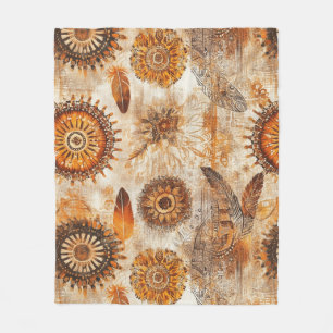 Bohemisch Sonnenblume Mandala Fleecedecke
