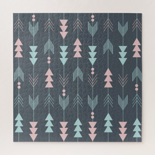 Bohemisch Style Boho: Ethnisches nahtloses Muster Puzzle (Vertikal)