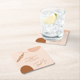 Bohemisch Tan Brown Wedppys Danke Rechteckiger Pappuntersetzer