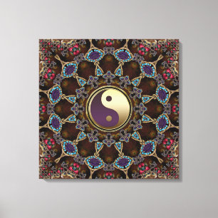 Bohemisch Tapestry Yin Yang Wrapped Canvas Leinwanddruck