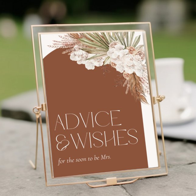 Bohemisch Terracotta Floral Feathers Advice & Wish Poster (Von Creator hochgeladen)