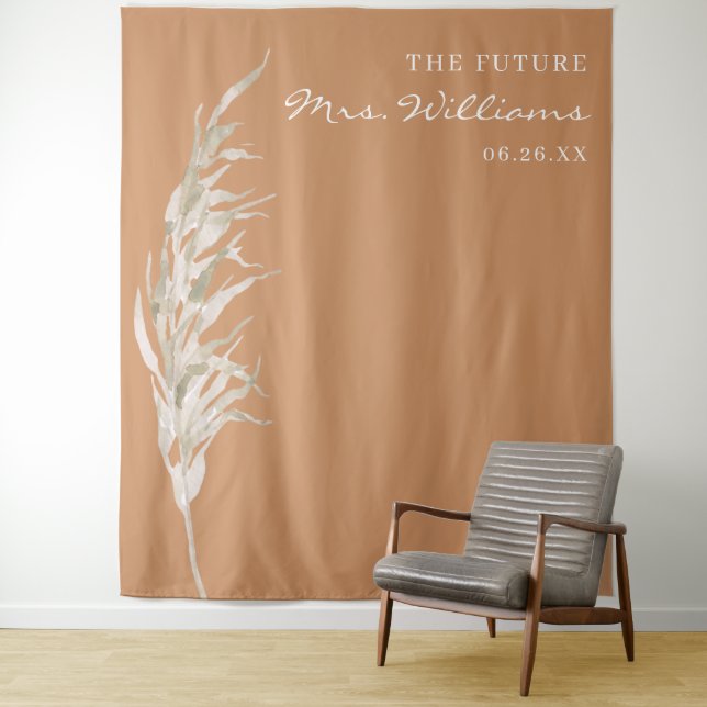 Bohemisch Terracotta Pampas Grass Bridal Hintergru Wandteppich (Beispiel)