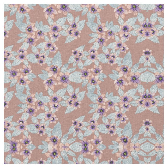 Bohemisch Terracotta Rosa Blume Stoff (Nahaufnahme)