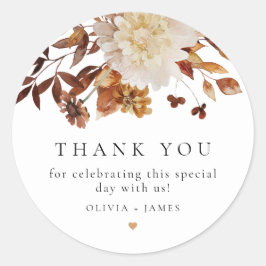 Bohemisch verbrannter Orange Fall Floral Gefallen Runder Aufkleber