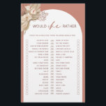 Bohemisch würde sie lieber Brautparty Flyer<br><div class="desc">Dieses Boho Terracotta Pampas Grass Collection wurde für die Zusammenarbeit mit der Boho Grass Collection entworfen. Dieses böhmische Brautparty-Spiel zeichnet sich durch den trendigen und beliebten Bogen in Terracotta-Farben aus. Für eine erweiterte Anpassung dieses Designs, z.B. das Ändern des Layouts, des Schriftartes oder der Textgröße, klicken Sie bitte auf den...</div>