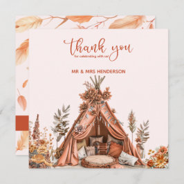 Bohemisch Zehnte Wildblume Hochzeit Dankeschön Kar Dankeskarte