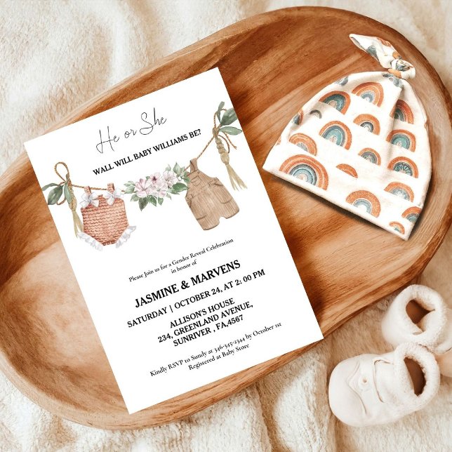 Bohemisch zeigen die Babykleidung Einladung (Von Creator hochgeladen)