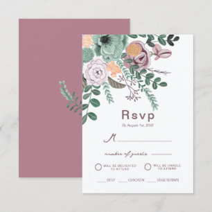 Bohemische Antworten auf die Blume Green & Mauve C Einladung
