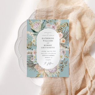 Bohemische Aquamarine Elegante Hochzeitsfeier Einladung