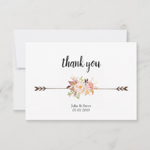 Bohemische Aquarellfarben-Blume Hochzeit von Boho  Dankeskarte