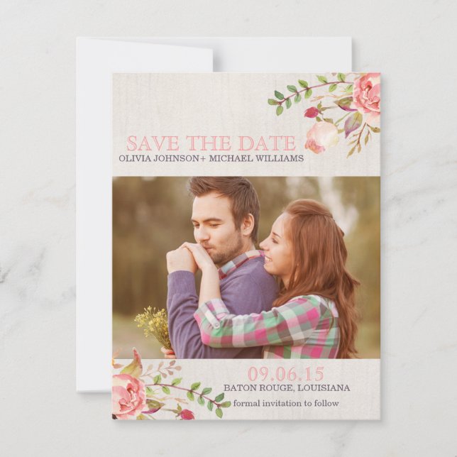 Bohemische Aquarellhaut Save the Date (Vorderseite)