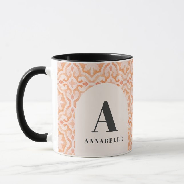 Bohemische Aquarellmalerei Pastell Marokkaner Gebu Tasse (Links)