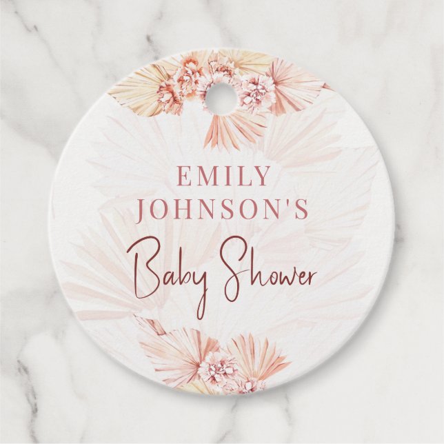 Bohemische Babydusche Pampas Gras Neutral Sprinkle Geschenkanhänger (Vorderseite)