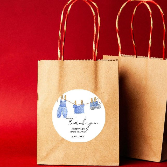 Bohemische Babykleidung Danke Babydusche Runder Aufkleber (Von Creator hochgeladen)