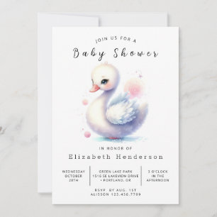 Bohemische bearbeitungsfähige Swan Baby-Dusche Einladung