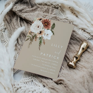 Bohemische Beige-Hochzeit Einladung