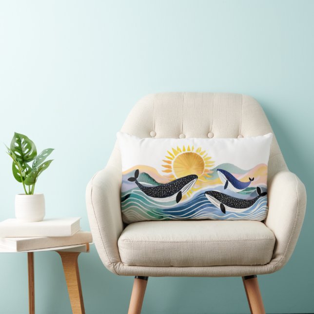 Bohemische Blauwale und glückliche Wale Lendenkissen (Stuhl )