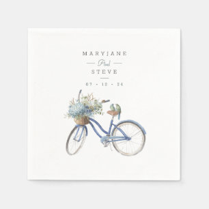Bohemische Blue Bicycle Watercolor Hochzeit Serviette