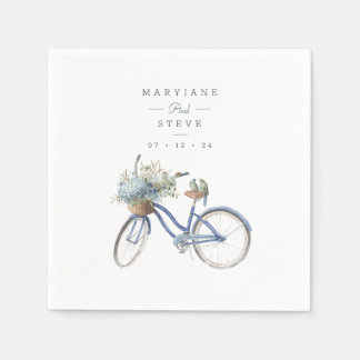 Bohemische Blue Bicycle Watercolor Hochzeit Serviette