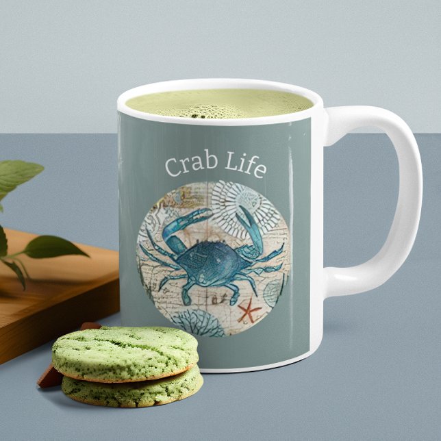 Bohemische Blues Crab Life Collection Kaffeetasse (Von Creator hochgeladen)