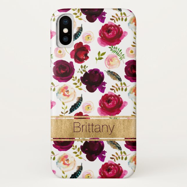 Bohemische Blume, Feathers Case-Mate iPhone X Fall Hülle (Rückseite)