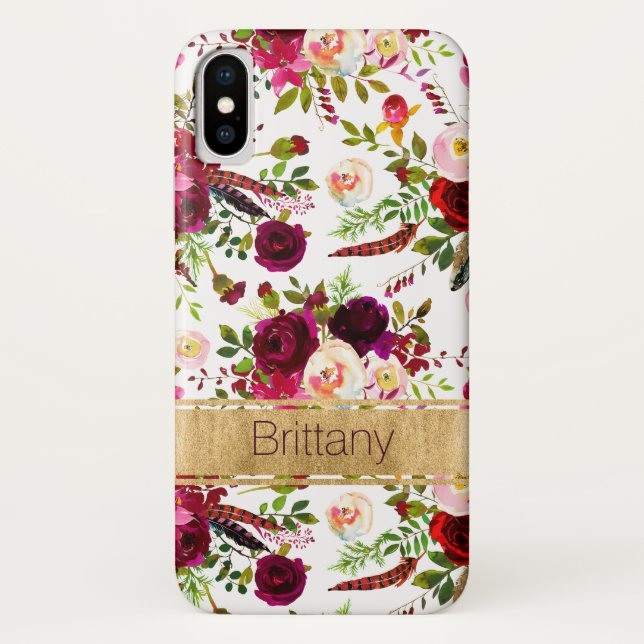 Bohemische Blume, Feathers Case-Mate iPhone X Fall Hülle (Rückseite)