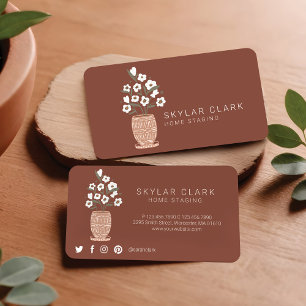 Bohemische Blume gepotted Pflanze Zuhause Staging Visitenkarte