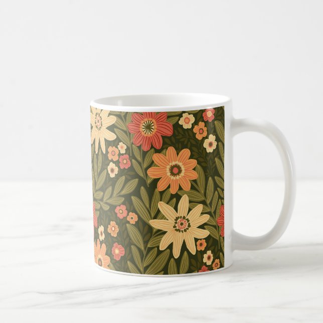 Bohemische Blume in Erdtönen Kaffeetasse (Rechts)