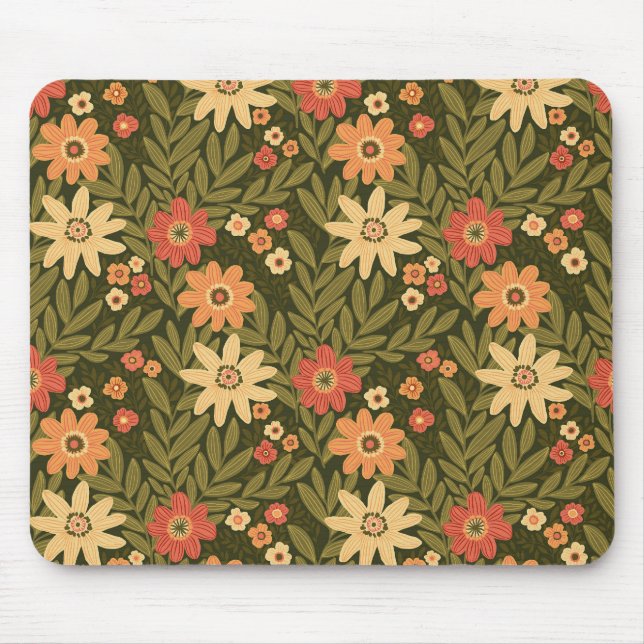 Bohemische Blume in Erdtönen Mousepad (Vorne)