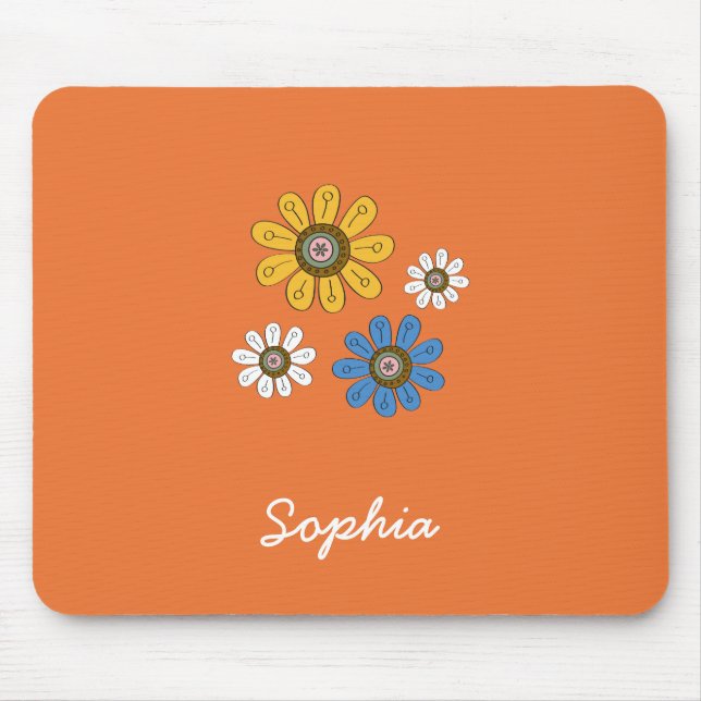 Bohemische Blume Individuelle Name Mousepad (Vorne)