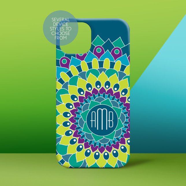 Bohemische Blume mit Monogrammen Case-Mate iPhone Hülle (Personalized Phone Case)