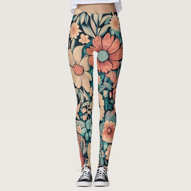 Bohemische Blume Pillow Case Leggings (Vorderseite)