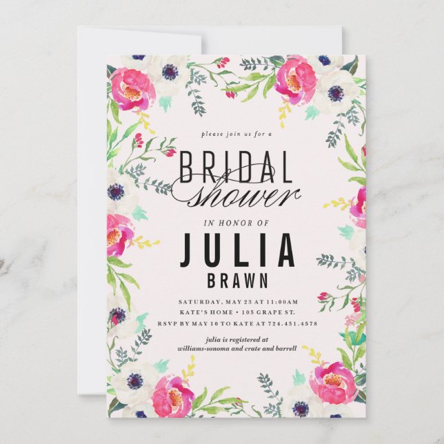 BOHEMISCHE BLUMENBrautpartyeinladung Einladung (Vorderseite)