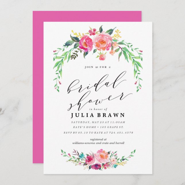 BOHEMISCHE BLUMENBrautpartyeinladung Einladung (Vorne/Hinten)