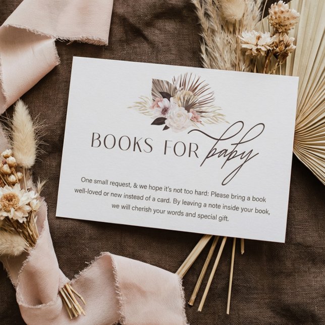 Bohemische Blumenbücher für Babydusche Begleitkarte (Books for Baby Boho Watercolor Floral Baby Shower Enclosure Card)