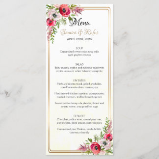 Bohemische Blumenhochzeit Menükarte