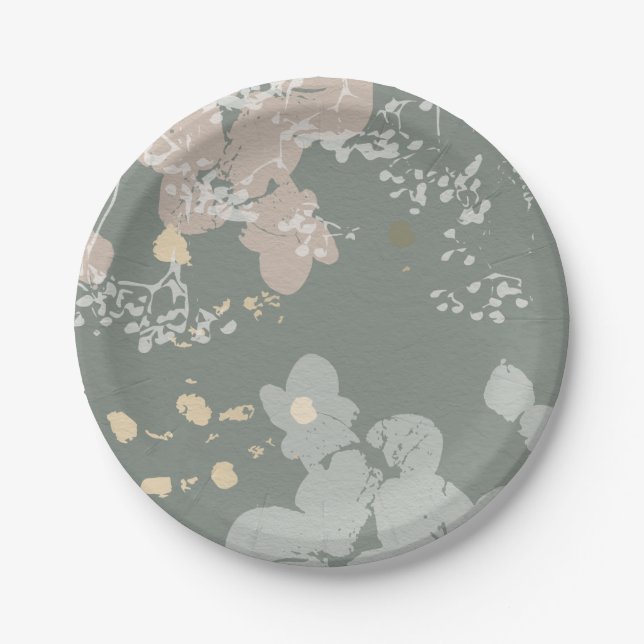 Bohemische Blumenpapier-Teller für Babydusche Pappteller (Vorderseite)